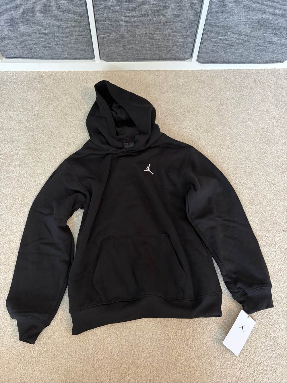 Jordan Brooklyn Fleece Boys Pullover Hoodie Black Size L NWT 95F116-023